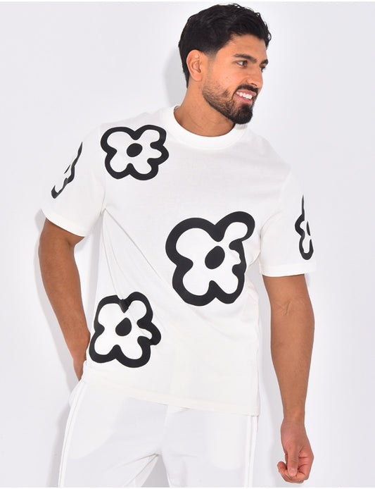 T-SHIRT IMPRIMÉ FLEURS BLANC